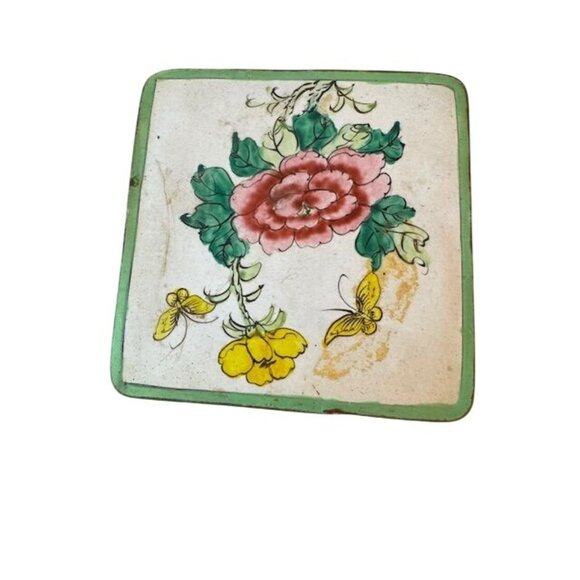 Antique Asian Enamel Pastel Jewelry Box With Lid - Picture 4 of 9